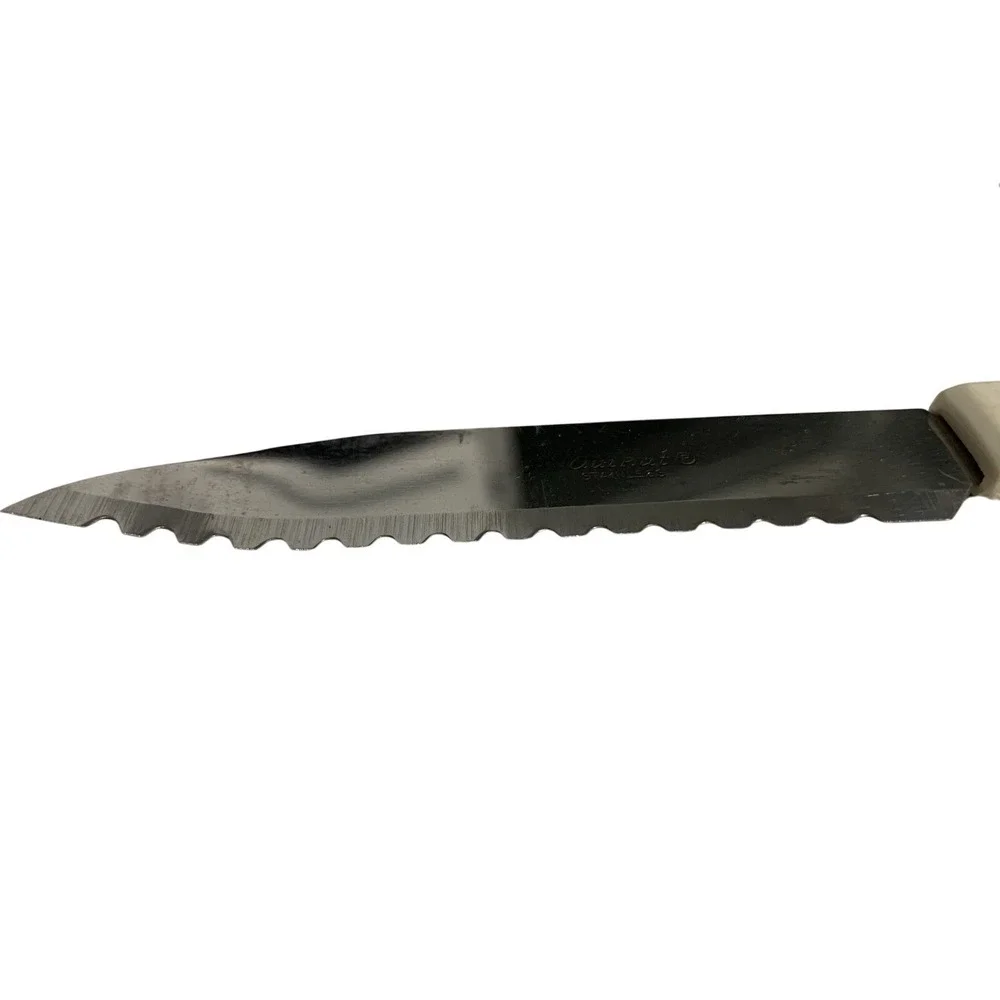 Quikut Knife Set 4 Piece White Stainless Steel Vintage Serrated Paring Spreader